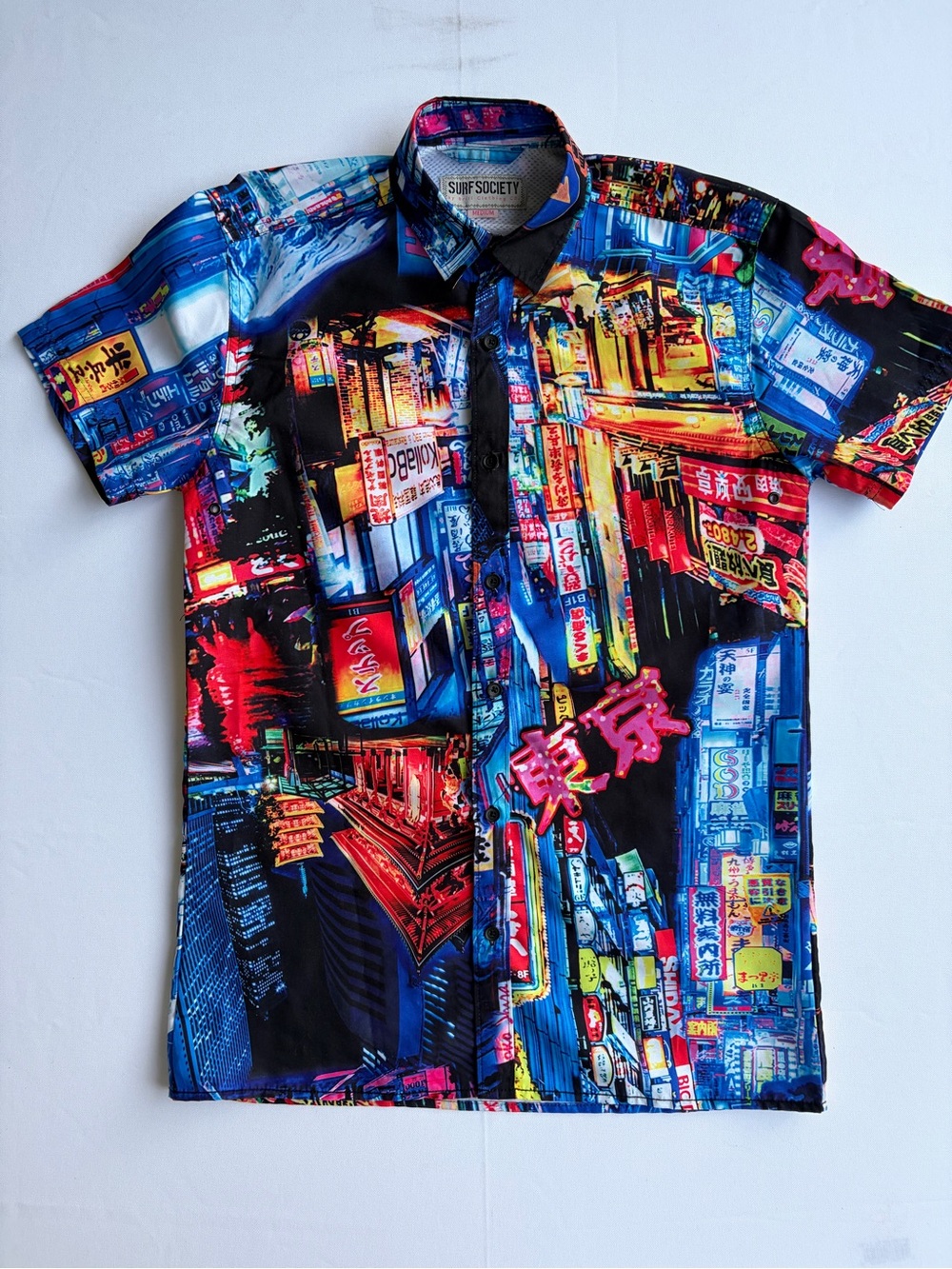 Surf Society By Drill Clothing Co Tokyo Neon City Print Mens Medium